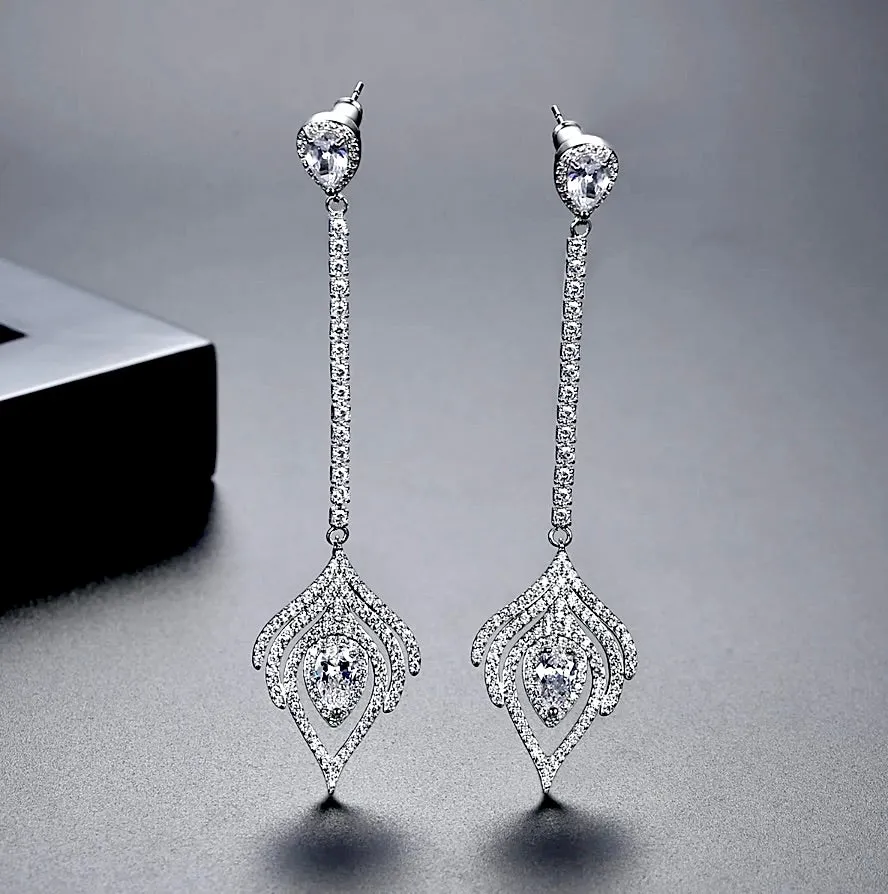 "Skylar" - Silver Cubic Zirconia Bridal Earrings