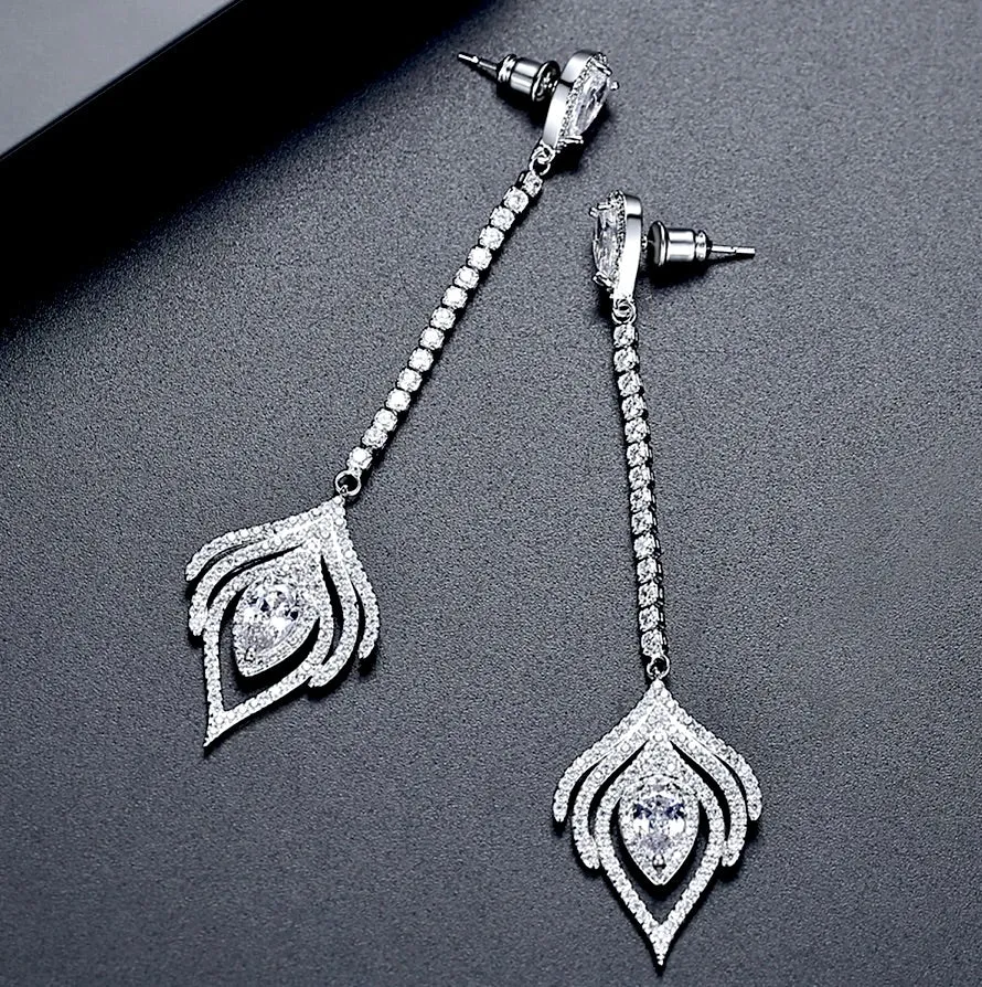"Skylar" - Silver Cubic Zirconia Bridal Earrings