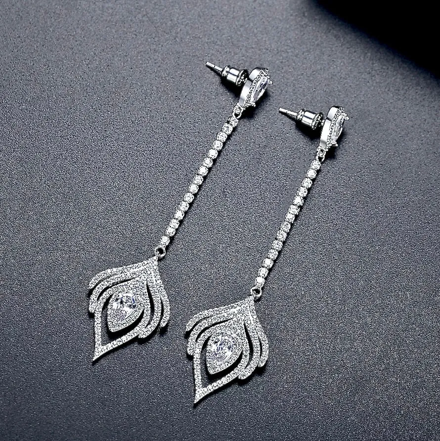 "Skylar" - Silver Cubic Zirconia Bridal Earrings