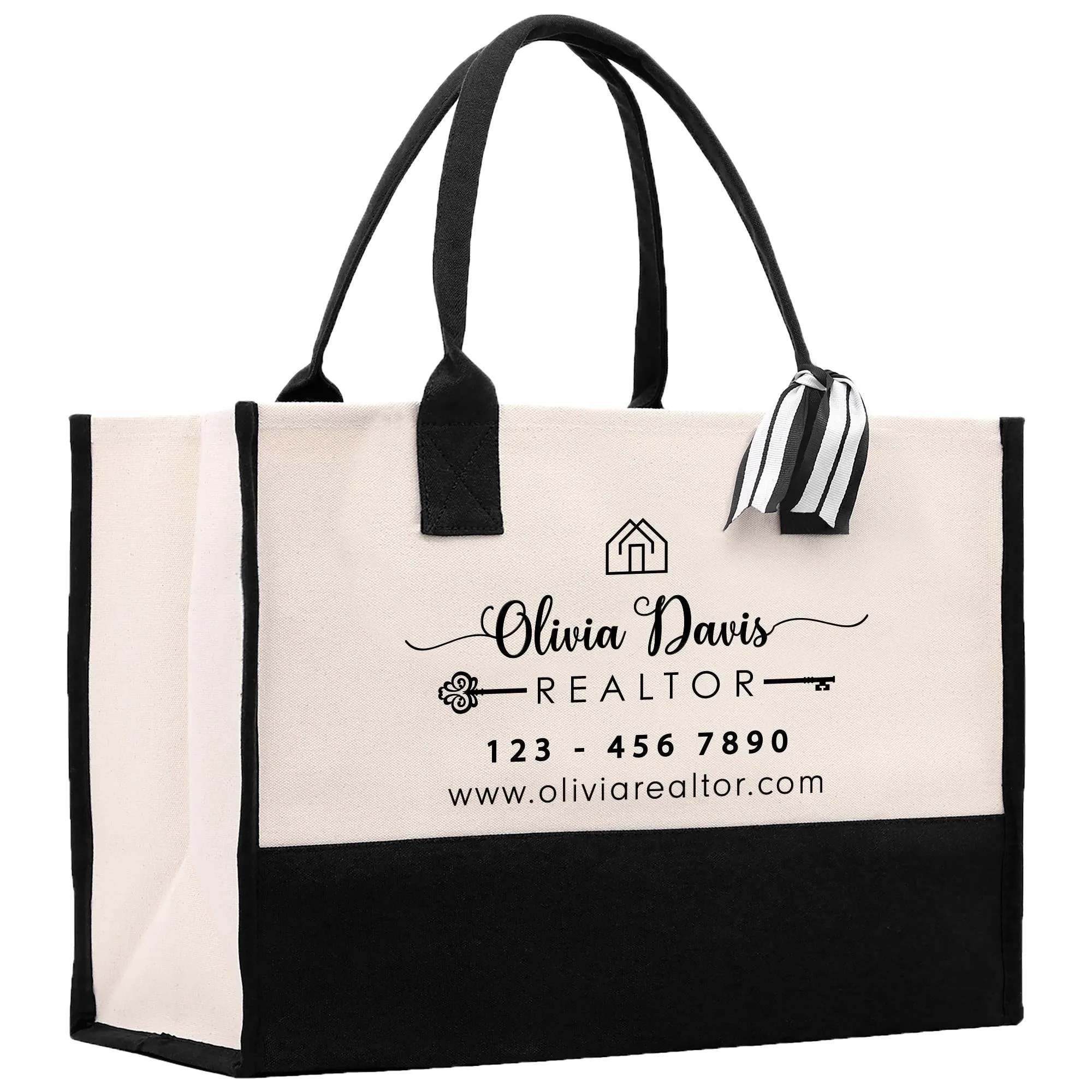 Realtor Tote Bag Personalized Business Tote Bag Custom Real Estate Agent Gift Bulk Business Logo Realtor Swag Real Estate Tote Bag (RET1016)