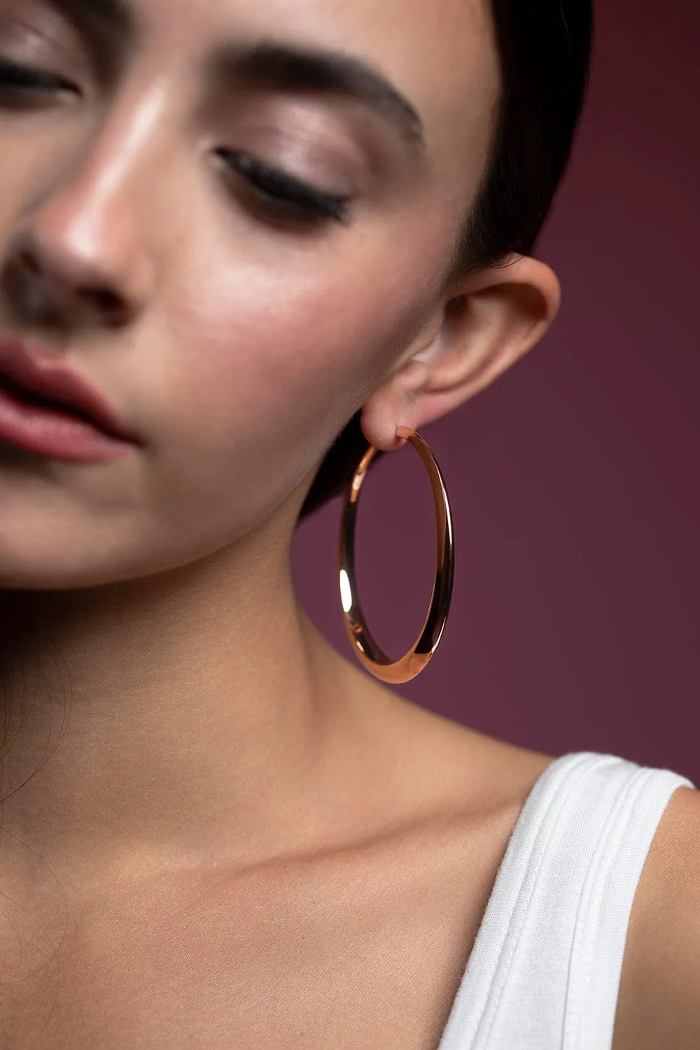 Rose Gold Crescent Hoops