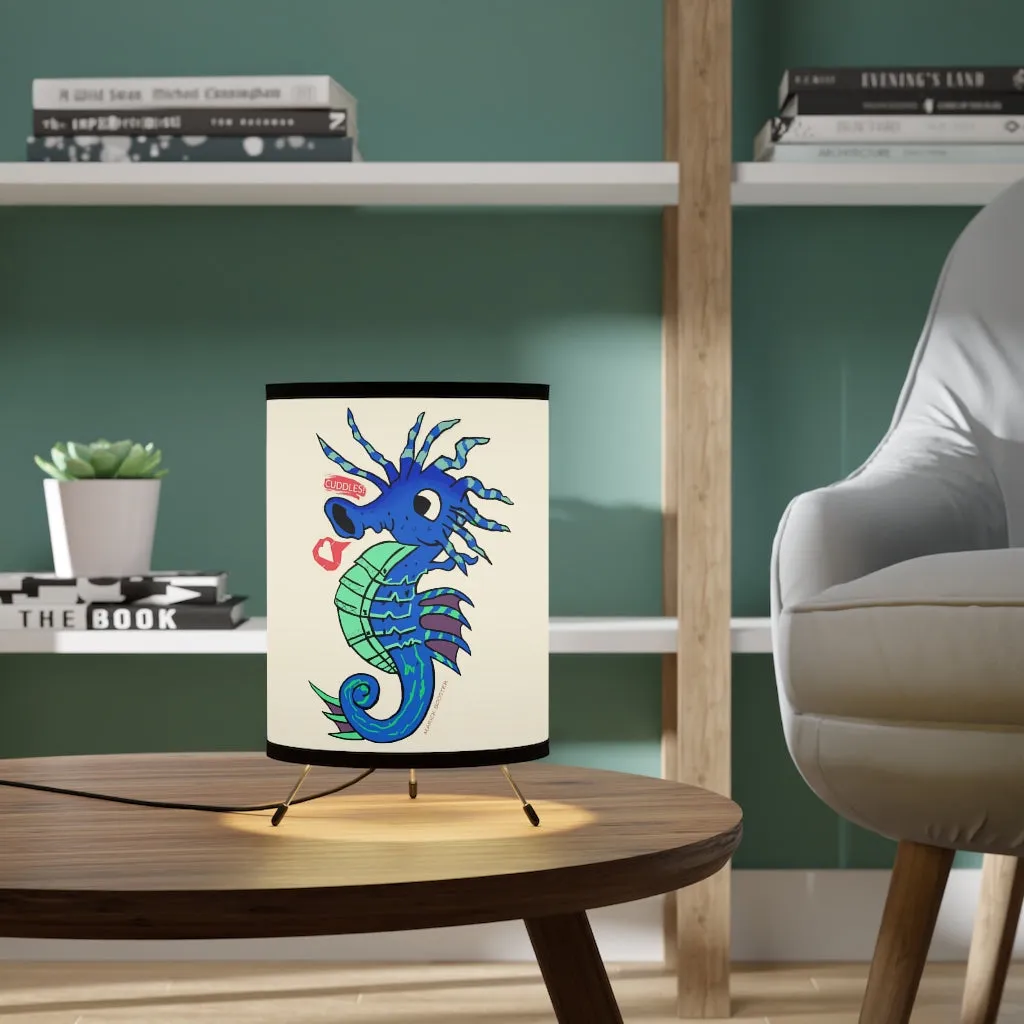 Scribblers the Seahorse Tripod Lamp with High-Res Printed Shade, US/CA plug