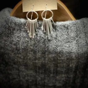 Silver Paddle Fringe Earrings
