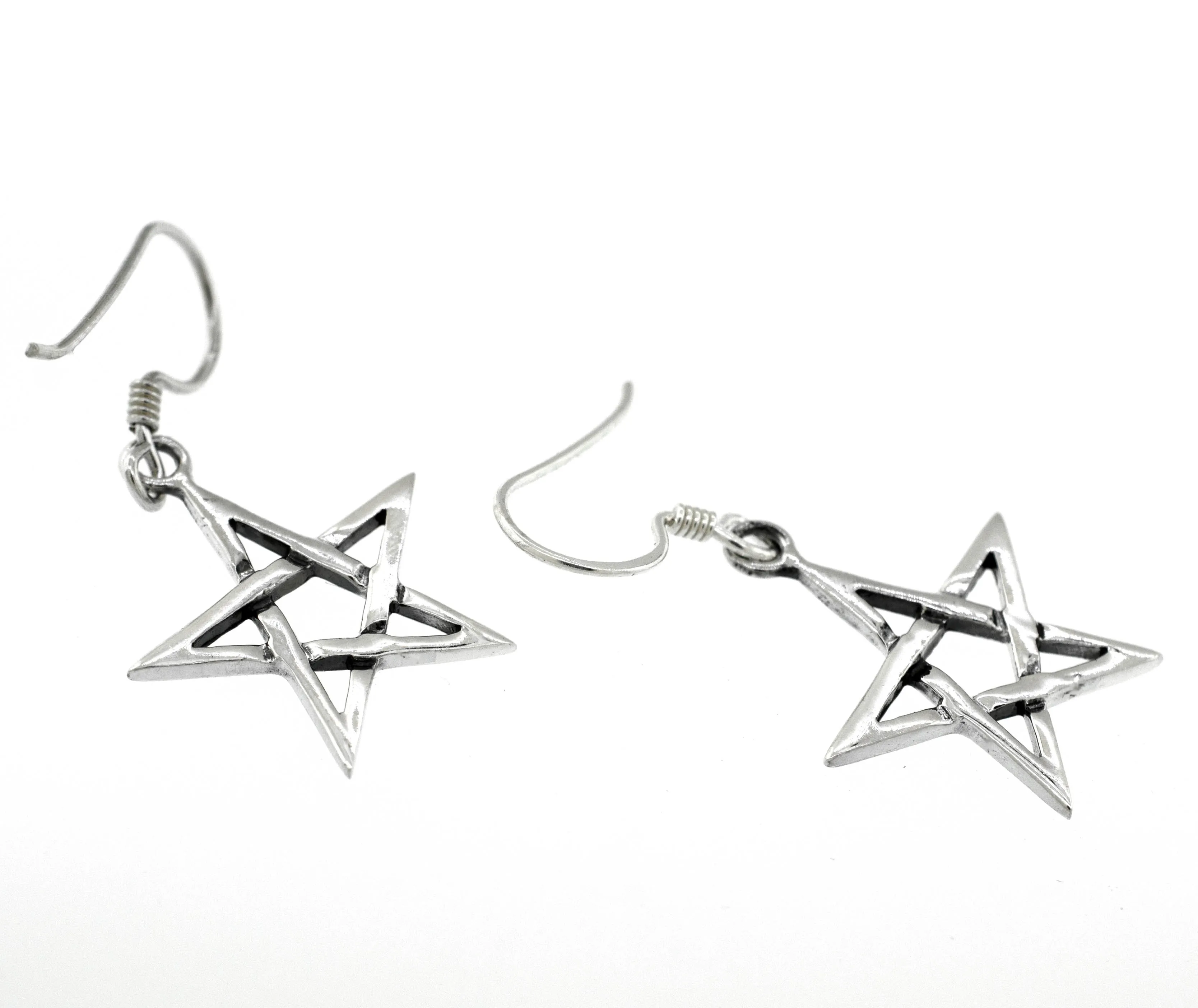 Silver Pentagram Earrings