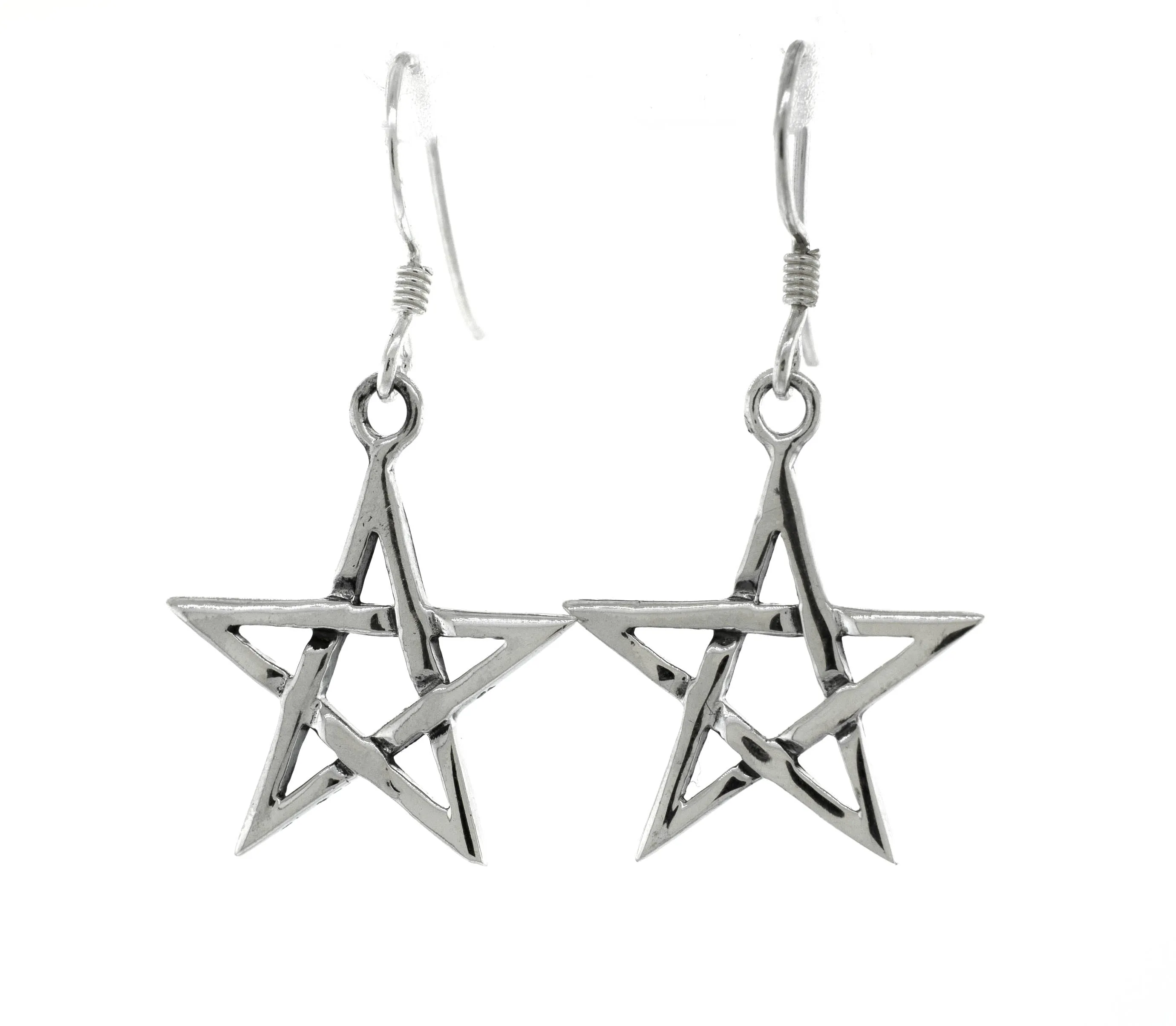 Silver Pentagram Earrings