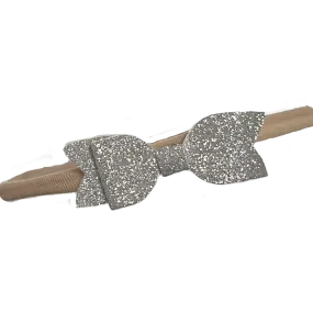 Silver Sparkle Mini Ella Bow Baby Band