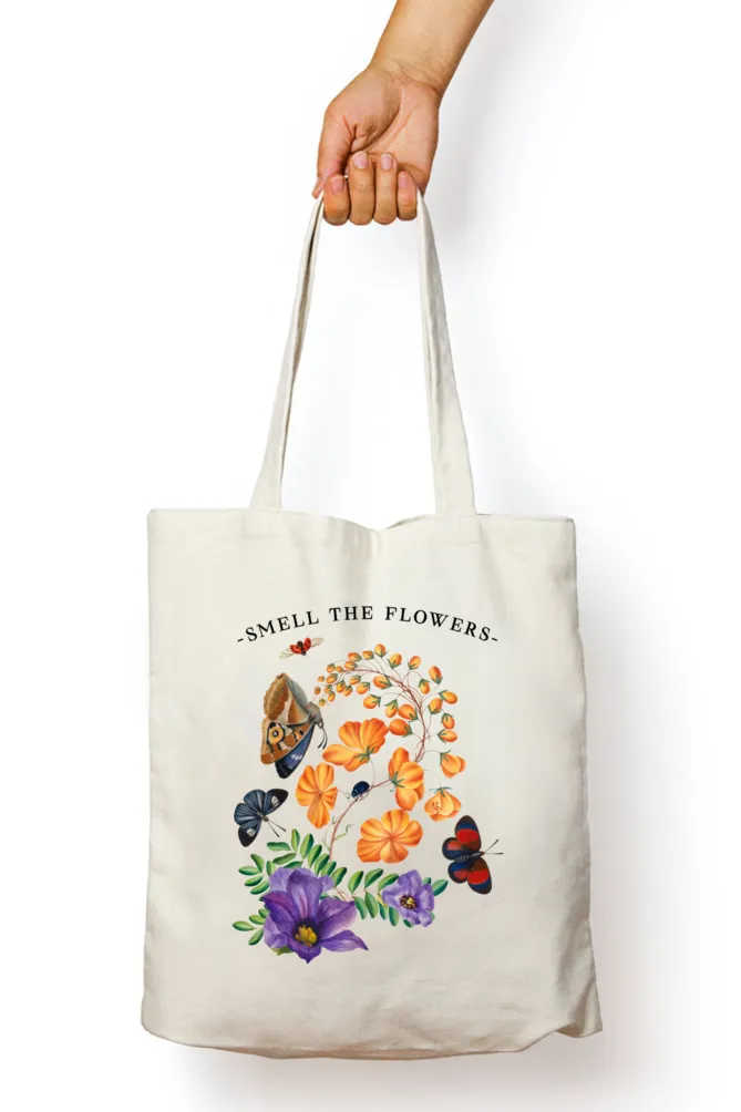 Smell The Flowers Zipper Tote Bag