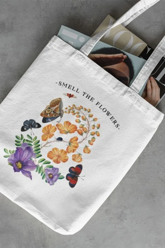 Smell The Flowers Zipper Tote Bag