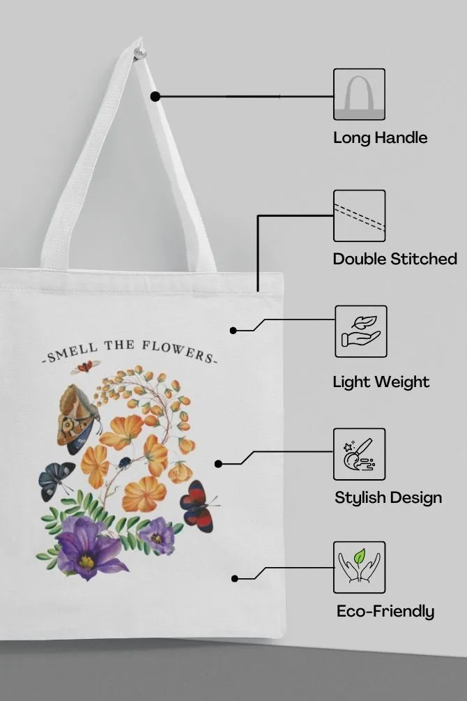Smell The Flowers Zipper Tote Bag