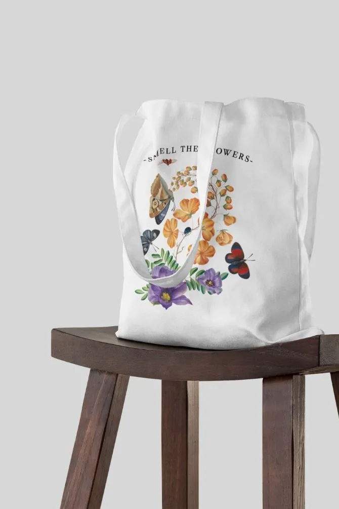 Smell The Flowers Zipper Tote Bag
