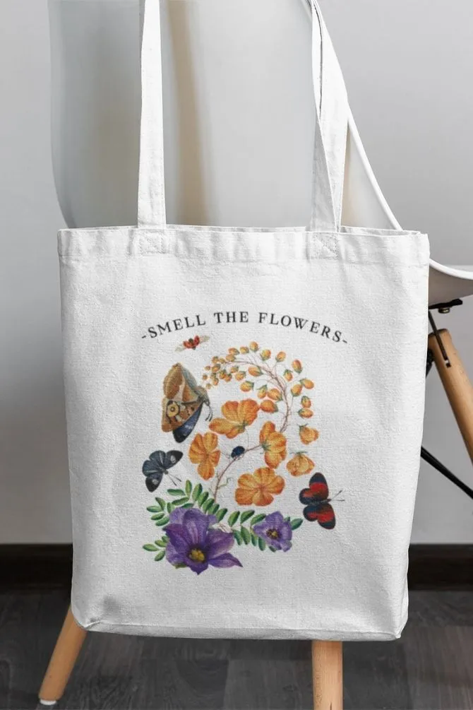 Smell The Flowers Zipper Tote Bag