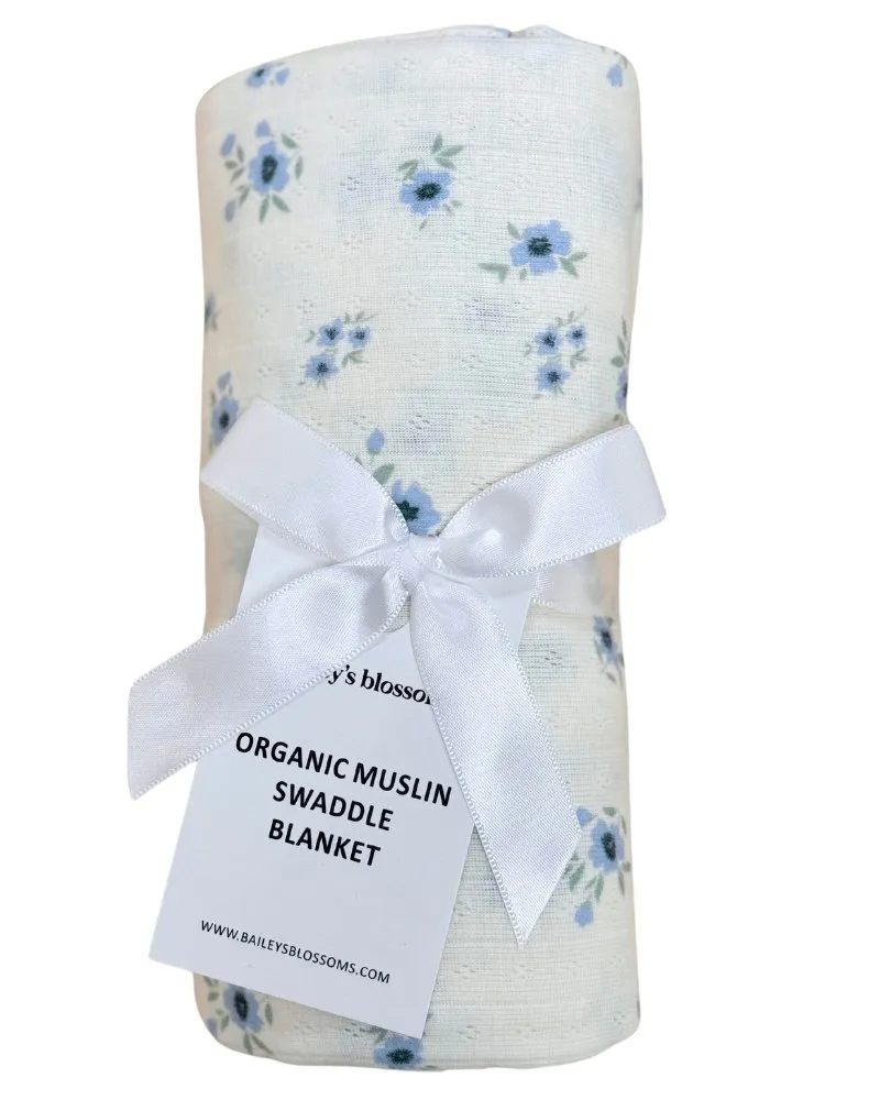 Swaddle Blanket - Blue Floral