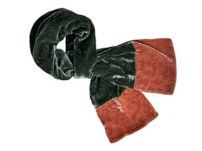 Velvet Scarf - Dark Sage and Sand