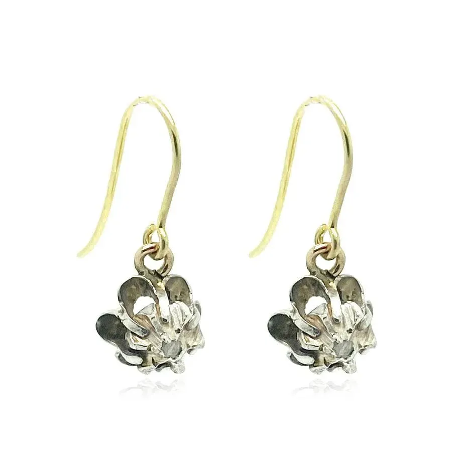 Vintage Silver 9ct Gold Foil Backed Diamond Drop Earrings