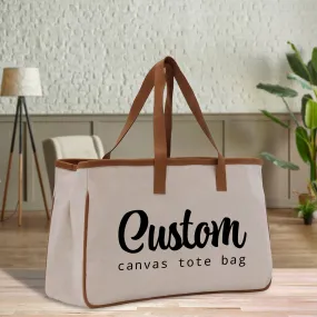 Wedding Custom Name Cotton Canvas Tote Bag Personalized Bridal Shower Gift Honeymoon Gift Customize Wedding Gift Bridesmaid Gift (PTB1015)